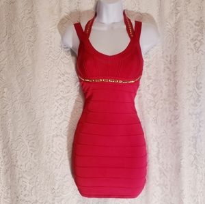 *SOLD!* GOLD STUDDED BEBE BODYCON DRESS XS
